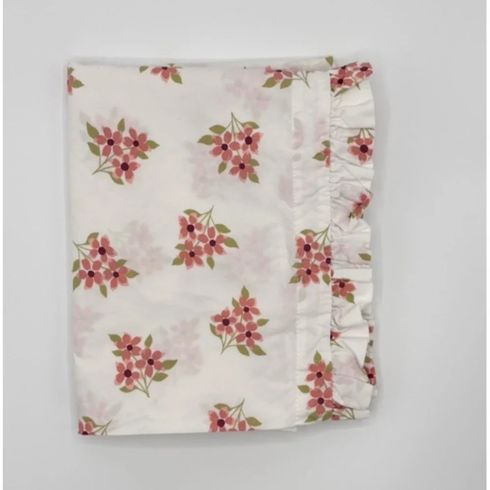 Company Store Standard Floral Ruffle Pillowcase Sunshine & Blooms 100% Cotton